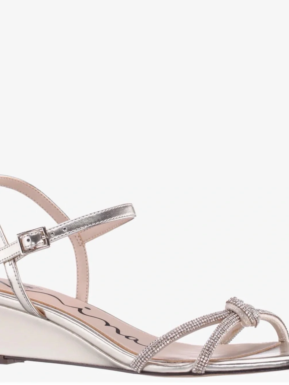 Nina Shoes Gold Rhinestone Knot Wedge Sandals